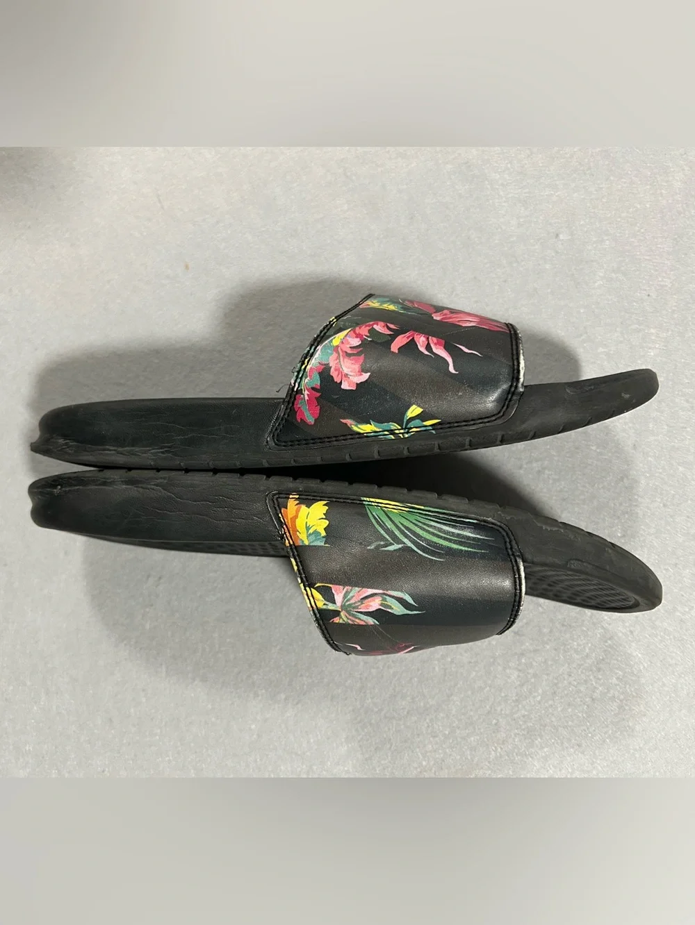 Nike Benassi JDI Print Slide Black Tropical Floral Sandals Mens Size 7